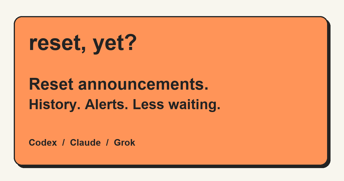 Codex Reset Tracker — History & Alerts | Reset, yet?